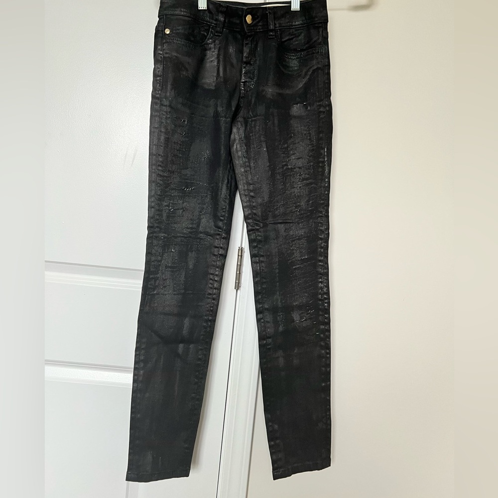 Just Cavalli distressed coated denim